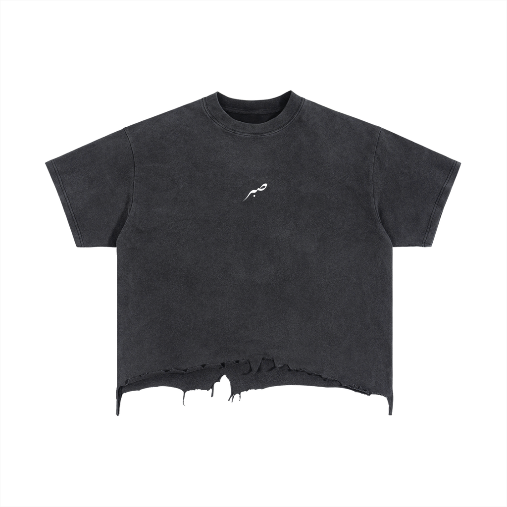 SABR Vintage Wash Boxy Distressed Hem T-Shirt
