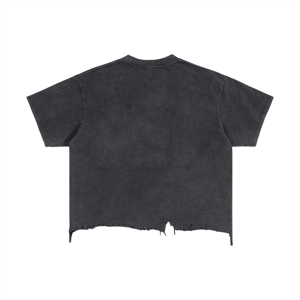 SABR Vintage Wash Boxy Distressed Hem T-Shirt