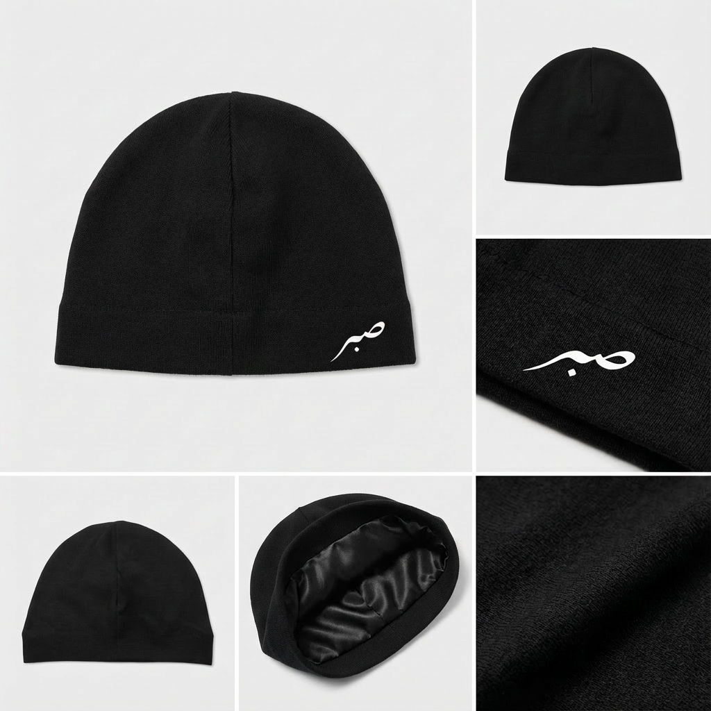 Sabr Skull Cap Satin Inside - Black